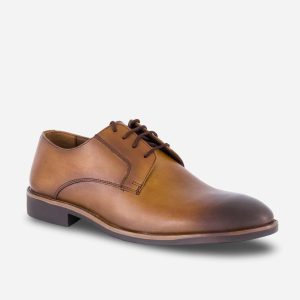 Brown Burnished Laceup Derby Shoes With  our designers