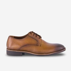 Brown Burnished Laceup Derby Shoes With  our designers
